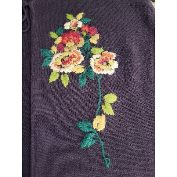 VTG Women's 1X Cardigan Sweater Brown Floral Boho Hippie Cottage Festival Fairy - Picture 11 of 12